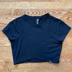 Alphalete Black Angled Crop T Shirt